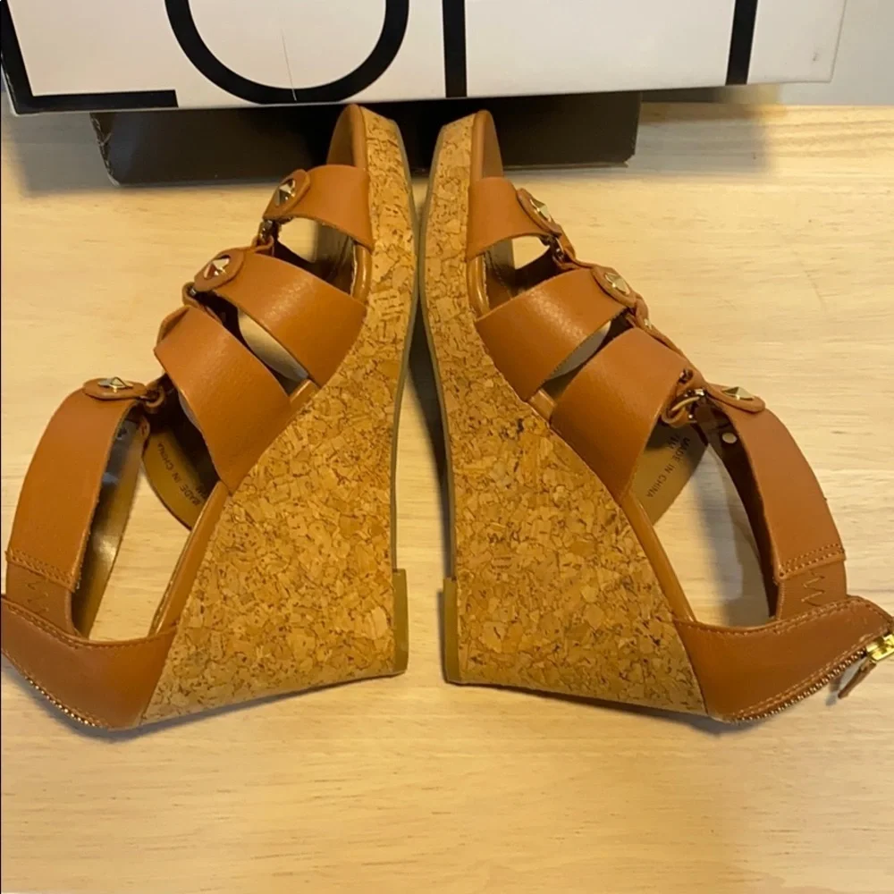Ann Taylor Loft Studded Leather Wedge Sandals